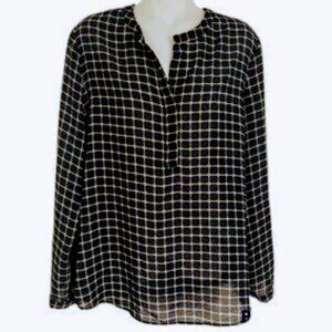 Women's Banana Republic Windowpane Checked Print Sheer Blouse